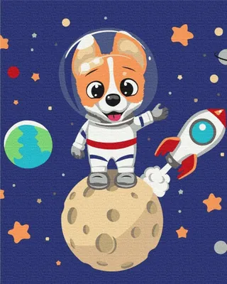 Zdjęcie produktu dla Malowanie po numerach Pies astronauta 40x50 cm