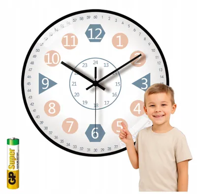 Produktbild von Lernuhr Wanduhr für Kinder | Uhr zum Lernen der Uhrzeit | leise 25 cm mit Batterie