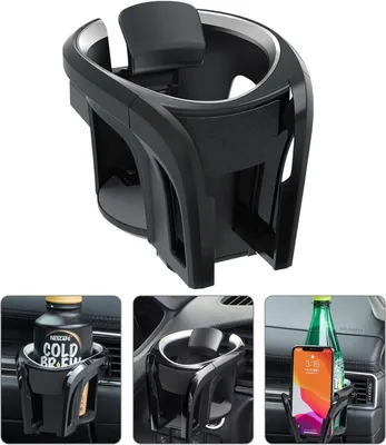 Produktbild von 2-in-1 Auto Becherhalter, Smartphone Halter, Verstellbar, Kompatibel mit den meisten Fahrzeugen, Silber &