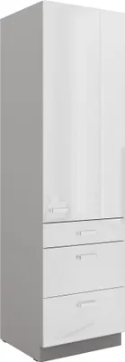 Produktbild von Küchen Hochschrank 60 Bianca Weiß Hochglanz + Grau Küchenzeile Küchenblock