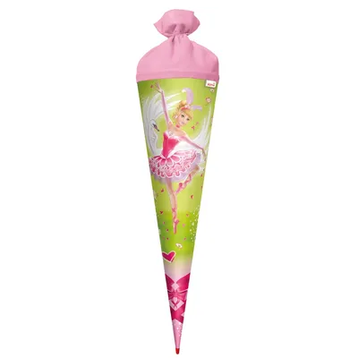 Produktbild von Schultüte groß Schwanen-Prinzessin 70 cm - rund Rot(h)-Spitze Filzverschluss - Zuckertüte Ballerina Tänzerin Schulanfang