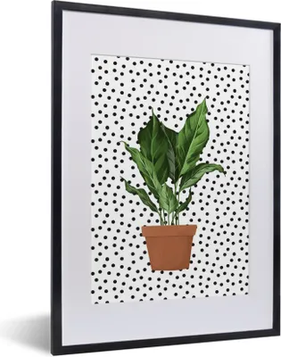 Produktbild von MuchoWow® MuchoWow® Gerahmtes Poster Pflanzen - Pflanzgefäß - Dots 30x40 cm - Poster mit zchwarzem Bilderrahmen - Wandposter Schlafzimmer