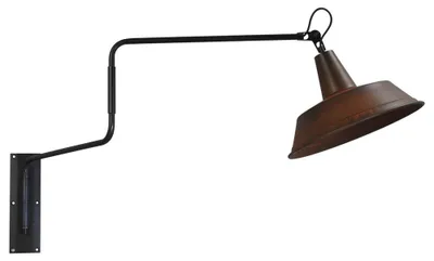 Productafbeelding van Roestbruine wandleeslamp Industria 122cm roestbruin met zwart