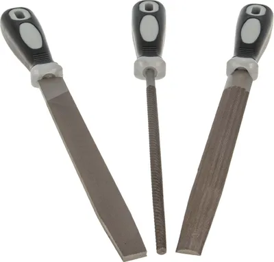 Produktbild von MASTERPROOF PROFESSIONAL Feilen-Satz, 3-teilig - Flach / Halbrund / Rund, 200 mm, 24104