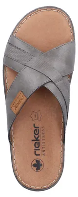 Produktbild von Rieker Herren Pantolette aus beschichtetem Leder mit Kreuzbandage 21082, Größe:44 EU, Farbe:Grau