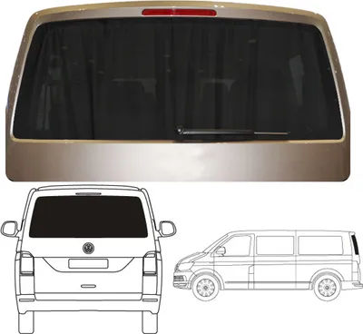 Produktbild von Maß Gardinen für VW T5 T6 T6.1 Transporter Caravelle nur für Heckklappe in Schwarz