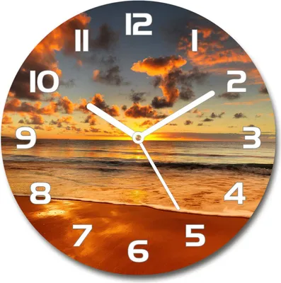 Produktbild von Wanduhr aus Glas 30fi Glasbild Glasuhr Gehärtetes Glas - weisse-zeiger - Australian beach