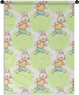 Produktbild von MuchoWow® Wandteppich Wandbehang Kaninchen - Muster - Kinder - Cartoon 60x80 cm Tapisserie Dekoration Wandtuch - Decke - Wandtücher - Wohne