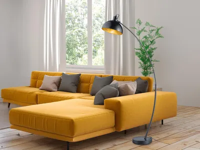 Produktbild von LED Stehleuchte moderne Bogenlampe für über Esstisch Wohnzimmer Schwarz / Gold