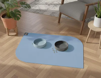Produktbild von SANOZOO® - Napfunterlage Blatt -  Futtermatte in Hellblau 60 x 90 cm
