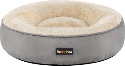 Image de FEANDREA Lit pour chien, lit pour chat, Donut, Ø 50 cm, gris clair