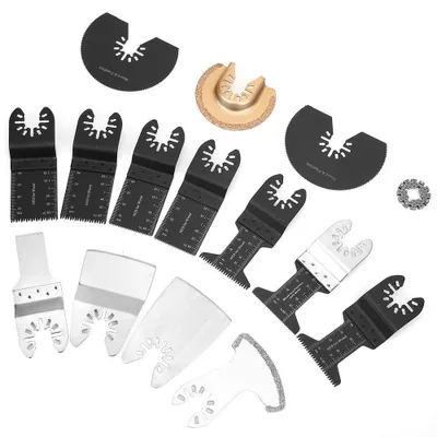 Produktbild von Sägeblätter, 15 Stück - Hartmetall - Multitool/Pendelsäge - Professionelle Messer - Zweiseitiger Messstab - Hohe Kompatibilität