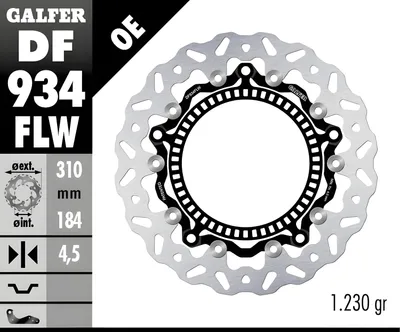 Zdjęcie produktu dla Zestaw tarcz hamulcowych Galfer 2x DF934FLW WAVE® pływający przód 310x4.5mm do Triumph Tiger Trident ABS 660 ccm rok 2021 - 2023