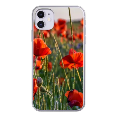 Produktbild von MuchoWow® Handyhülle Schutzhülle Hülle für iPhone 11 Blumen - Mohnblumen - Natur - Rot Silikon Softcase Handy Hülle - Handytasche