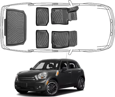 Produktbild von 3D Fußmatten & Kofferraumwanne Auto Set Kompatibel mit MINI Countryman 1.Gen 2010 - 2016