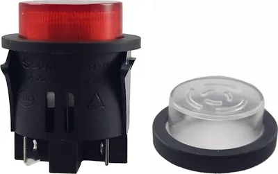 Obrázek produktu pro Tlačítko PS18-16 s vodotěsným krytem, montáž ø 25 mm, 250 V, 16 A, červené