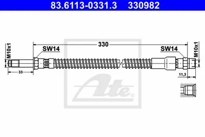 Produktbild von ATE Bremsschlauch am Bremssattel 83.6113-0331.3