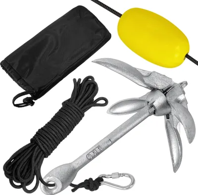 Produktbild von LZQ 1,5KG Anker Faltklappanker Ankerset Boot Anker Faltbar Stahl verzinkt Anker Kit mit 10m Seil Kanu Kajak Kleines Boot, Bootsanker Für SUP Paddle Board Kayak Canoe Motorboat