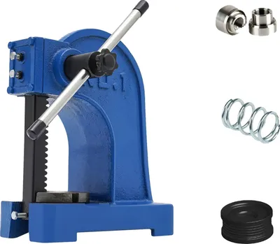 Immagine prodotto di Pressa manuale ad arbor, struttura in ghisa, pressione massima di esercizio: 1 t, dimensioni totali: 24,8 cm x 11,4 cm x 29,8 cm, corsa: 14 cm, corsa massima di esercizio: 13,97 cm