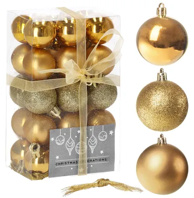 Image de SPRINGOS Boule de Noël Boule artificielle 30 pièces incassable Boule de Noël scintillante mate brillance Décoration de Noël Noël (or)
