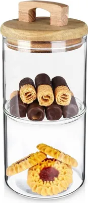 Produktbild von Glasbehälter mit Holzdeckel und Silikondichtung zur Lebensmittelaufbewahrung