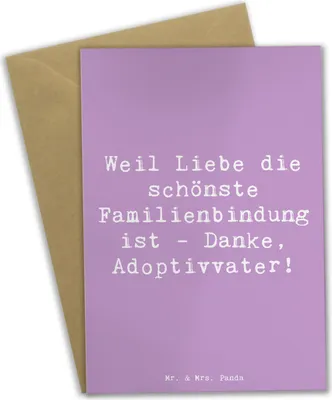 Produktbild von Mr. & Mrs. Panda Glückwunschkarte Spruch Danke Adoptivvater - Lavendeltraum - Geschenk, Freude, einladungskarten, osterkarten, Liebe, Familie, dankeskarten, Handarbeit