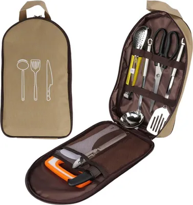 Produktbild von Camping-Kochutensilien, tragbares, multifunktionales Küchen-Kochgeschirr-Set aus Edelstahl für Camping im Freien