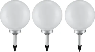Produktbild von 3er Set LED Solarleuchte, Kugel weiß, H 65 cm