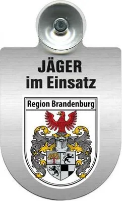 Produktbild von Einsatzschild mit Saugnapf - Jäger im Einsatz - 393821 incl. Regionenwappen Color - Region Brandenburg