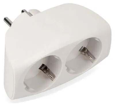 Image de Adaptateur Double Prise Edm Double Prise 2400w Avec Terre 4,8mm - Edm
