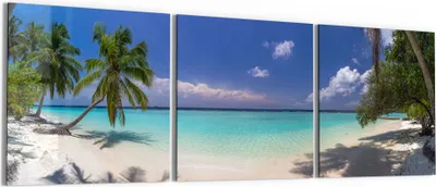 Produktbild von DEQORI Glasbild Echtglas 3x50x50 cm 'Paradiesischer Strand' Wandbilder XXL groß