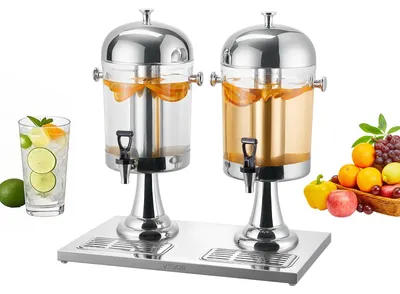 Produktbild von VEVOR Edelstahl Getränkespender, 13L Getränkespender mit Alkoholbrenner, heiße und kalte Getränkespender mit Auslauf für Kaffee, Tee, heißes Wasser, ideal für Restaurants, Hotels, Partys, Doppelter Saftspender
