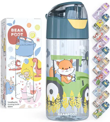 Kinder-Trinkflasche 450 ml, Tritan, BPA-frei, auslaufsicher, Blau