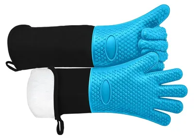 Obrázek produktu pro Omgoods – Extra dlouhé silikonové rukavice do trouby, odolné vůči vysokým teplotám, s protiskluzovou povrchovou úpravou