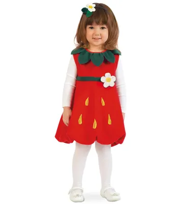 Produktbild von Erdbeer-Kostüm für Kinder Kleid mit Haarreif (104)