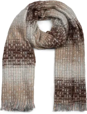 Produktbild von styleBREAKER Damen Schal mit Streifen Web Muster, Pailletten und kurzen Fransen, Winter, Stola 01017114