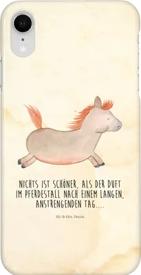 Produktbild von Mr. & Mrs. Panda Iphone XR Handyhülle Pferd Springen - Vintage - Geschenk, Premium Kunststoff, Stall, Pferde, Reiten, Pferdestall, Handy Case, Bauernhof, Pony