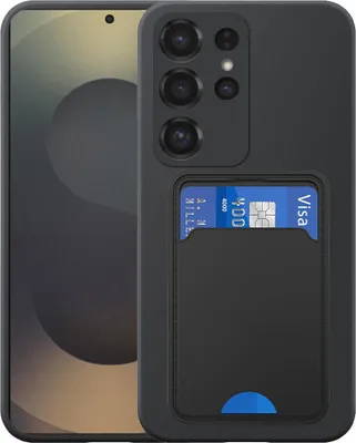 Obrázek produktu pro Vhodné pro Samsung Galaxy S25 Ultra Phone Case with TPU Card Holder - Flexibilní zadní kryt pouzdra ze silikonu TPU s přihrádkou na karty - Black - Smartphonics