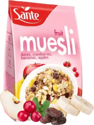 Zdjęcie produktu dla Sante Musli owocowe z daktylami, żurawiną i jabłkiem 350 g