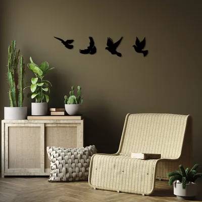 Image de Wallity, Pigeons- SKL2359, Noir, Autres décorations pour la maison, 22 x 13 cm, 100% métal (épaisseur : 1 mm)