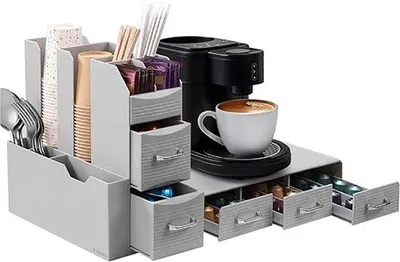 Produktbild von Famanu Kaffee-Organizer mit 5 Schubladen - Multifunktionale Halterung für Kaffeekapseln und Zubehör