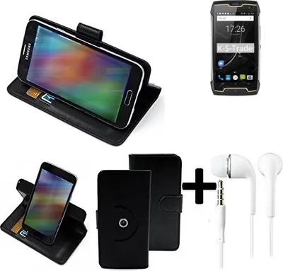 Produktbild von K-S-Trade Handy Hülle Schutz Hülle + Kopfhörer kompatibel mit Cubot King Kong CS Handyhülle Flipcase Smartphone Cover Handy Schutz Tasche