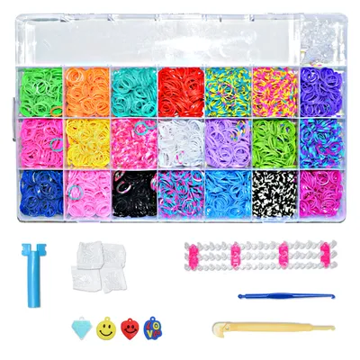 Produktbild von mituso Loom Bands 4200 verschiedene Looms inkl. Webrahmen | Starter Set - Gummibänder in 21 Farben