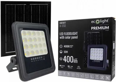 Zdjęcie produktu dla Naświetlacz Led Panel Solarny 50W + Pilot Czujnik Zmierzchu Ip65 Neutralny