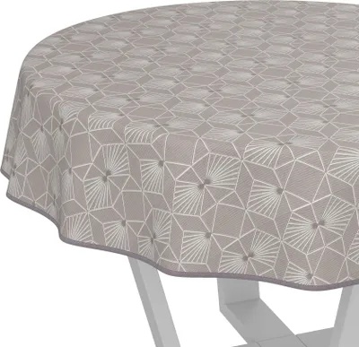 Produktbild von Tischdecke Wachstuch Premium Ornamente Beige Robust Wasserabweisend Rund 140 cm