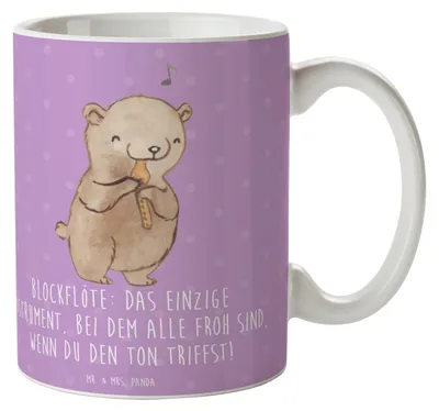 Produktbild von Mr. & Mrs. Panda Kaffeebecher Blockflöte Freude - Lavendeltraum - Geschenk, Tasse, Sopranblockflöte, Altblockflöte, Lernen, Kaffeetasse, Becher, Teetasse, Instrument