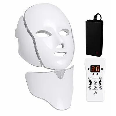 Produktbild von LED Gesichtsmaske mit 7 Farben, Lichttherapie Gerät für Gesicht & Hals, Beauty Maske mit Timer & Fernbedienung