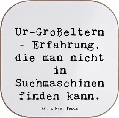 Produktbild von Mr. & Mrs. Panda Untersetzer für Gläser Spruch Ur-Großeltern Weisheit - Weiß - Geschenk, herzerwärmende Sprüche, Glas, Geschenke, Ahnen, Freude, Familie Verwandte
