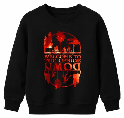 Produktbild von Welcome To The Upside Down Sci Fi 80er Retro Horror Kinder Sweatshirt Pullover, Schwarz, 128