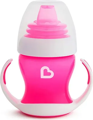 Productafbeelding van Munchkin mokomoji beker met handgrepen en zachte tuit, "Gentle Transition", roze, geschikt voor vanaf 4 maanden, 118 ml, artikelnummer 05178602